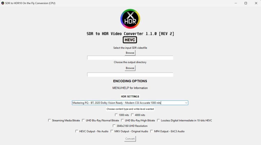 sdr to hdr10 conversion cpu x265