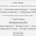 HDR Output Options in STUDIO Mode