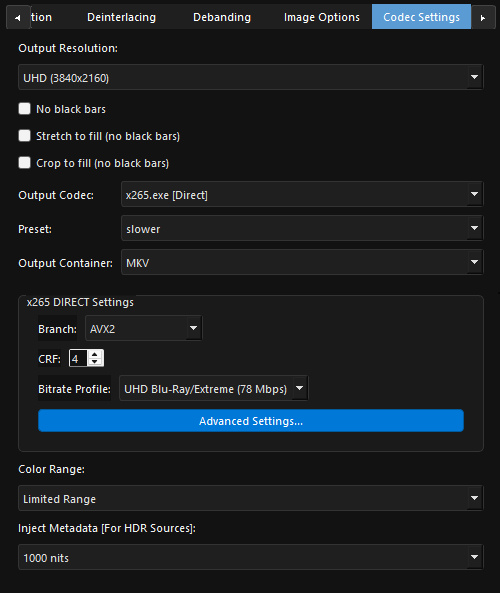 Export Settings