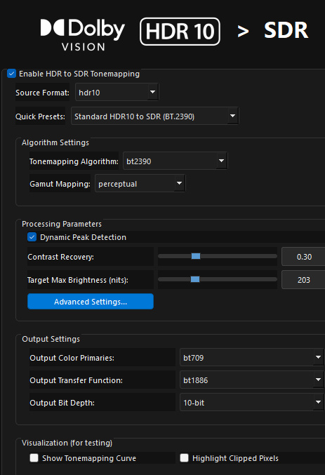 HDR to SDR UI