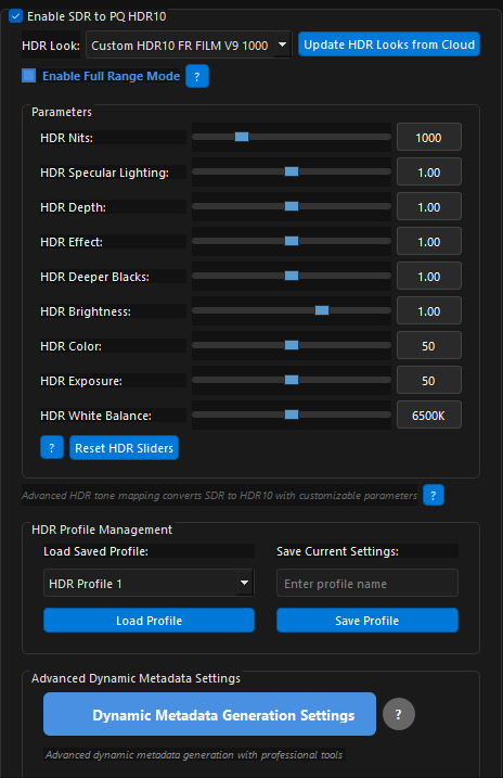 HDR Controls
